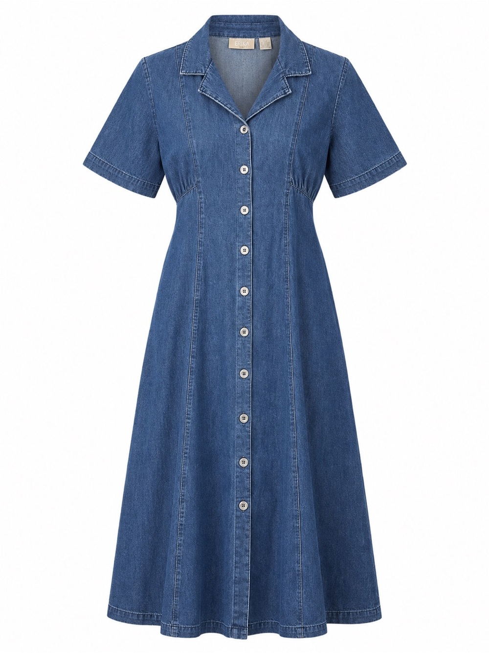ERIKA Dress | 100% Cotton Denim Maxi Dress Button Front Collared Women’s Size: L